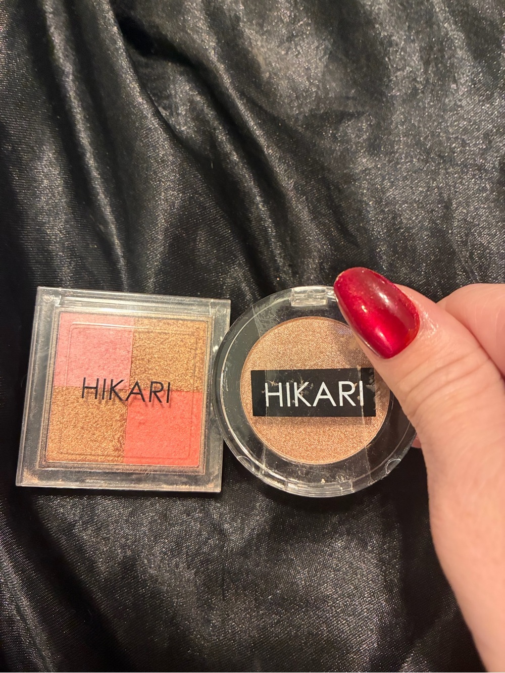 Hikari Shimmering Bronze & Coral Eyeshadow and Highlighter Duo - Gold/Coral set